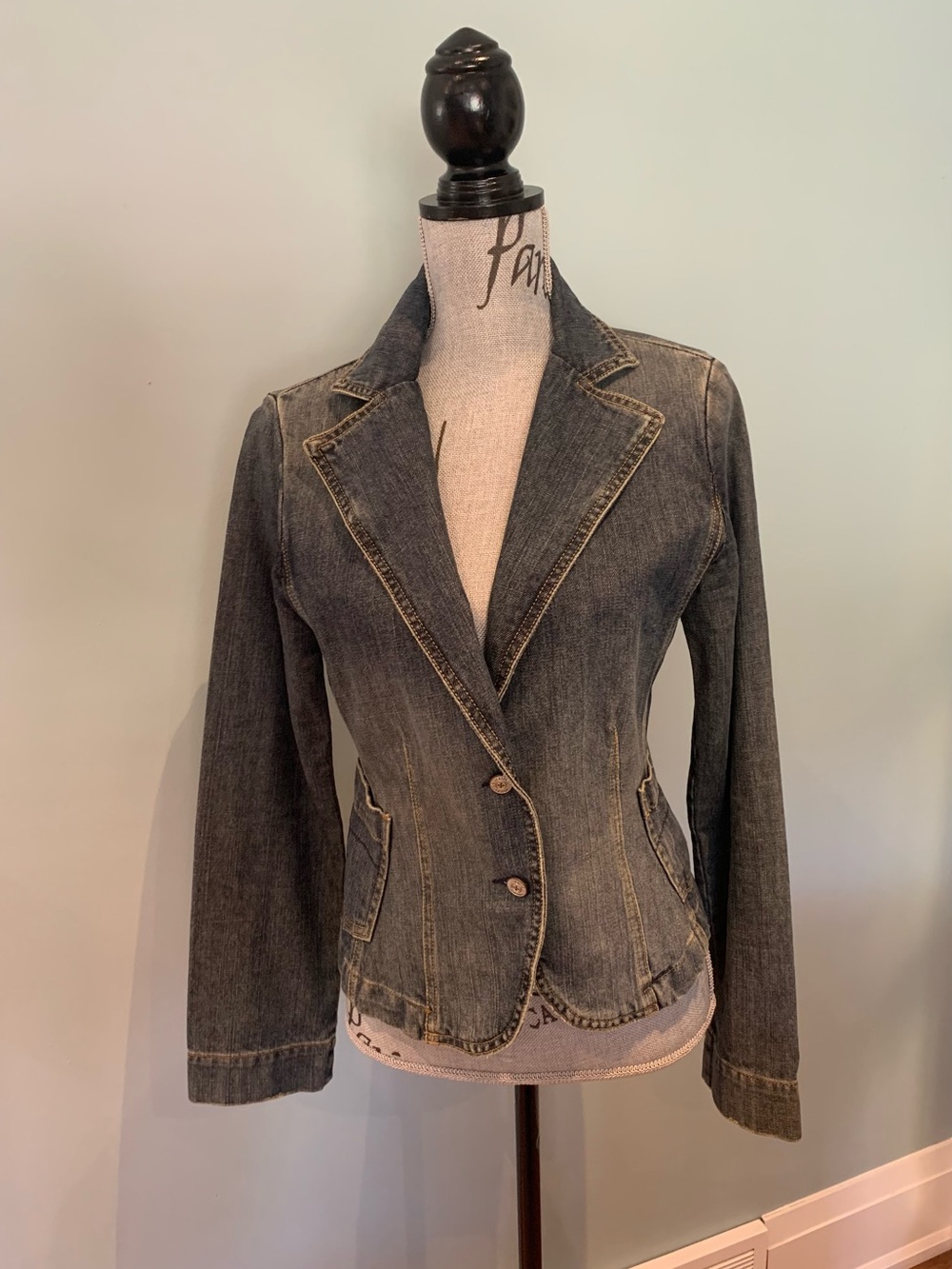 Denim Blazer Jacket - Grey/Blue
